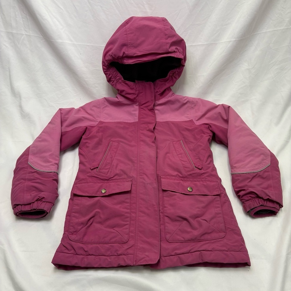 Lands End Girls Small 7-8 Pink Squall Winter Jacket Parka Coat Fleece Insulated